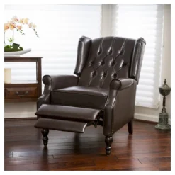 Walter Brown Bonded Leather Recliner Club Chair - Christopher Knight Home -Lush Living Store GUEST 46b52b6b f604 4b8d 925c e3374f9adb2e