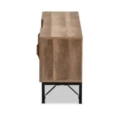 Veanna Bohemian Natural Wood And Metal 2 Door Synthetic Rattan TV Stand For TVs Up To 40" Brown/Black - Baxton Studio -Lush Living Store GUEST 46ed1798 ad00 43e1 8036 d47c9270da0d