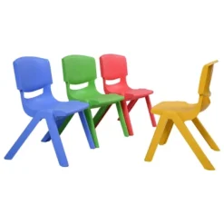 Costway Set Of 4 Kids Plastic Chairs Stackable Play And Learn Furniture Colorful -Lush Living Store GUEST 4700f71b f5a7 4d99 a7f6 6c23956c53b2