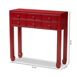 Pomme Accent 6 Drawer Console Table Red - Baxton Studio -Lush Living Store GUEST 472f6c05 82a3 4906 9f3e 11297b8ba964