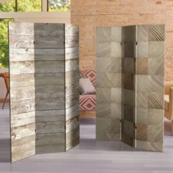 6" Double Sided Pale Wood Pattern Canvas Room Divider Brown - Oriental Furniture -Lush Living Store GUEST 4784563c bd30 4fa1 a893 bc8c022ee96e