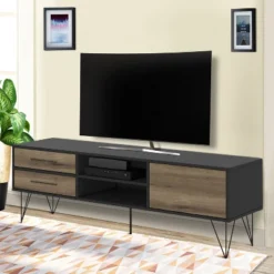 Wood And Metal 4 Drawer TV Stand For TVs Up To 60" Brown/Black - The Urban Port -Lush Living Store GUEST 47fbdf49 c813 4328 bc18 570b326eba90