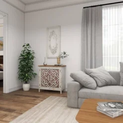 Natural Wood Cabinet With Trellis Doors Light Brown - Olivia & May -Lush Living Store GUEST 48067493 326c 4fe4 8249 4847fc3e3c42