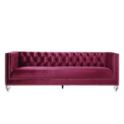 67" Heibero Sofa Burgundy Velvet - Acme Furniture -Lush Living Store GUEST 483be3de 1a03 4eef abd1 ed09782a2b11