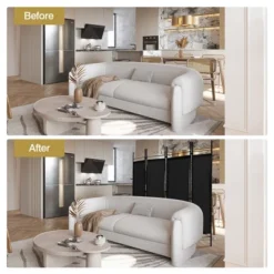 Costway 6 FT 4-Panel Folding Room Divider Freestanding Privacy Screen Steel Frame BrownBlackWhite -Lush Living Store GUEST 48735779 803e 405e aaa4 84e36456ecd0