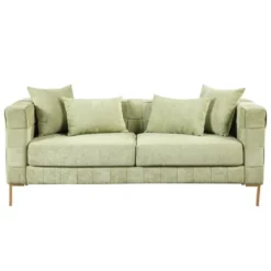 80.5" Modern Upholstered Sofa With Golden Metal Legs And 4 Pillows-ModernLuxe -Lush Living Store GUEST 48baf446 9263 4bef 8901 68aeb674af0a