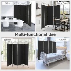 Costway 4 Panels Folding Room Divider 6 Ft Tall Fabric Privacy Screen Black/Brown/Grey/White -Lush Living Store GUEST 48e7ddda 3ad1 4926 b1b5 6a648760a4bb