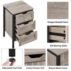 Yaheetech 3 Drawer Side Table With Sturdy Metal Frame, Gray -Lush Living Store GUEST 49abbaf5 fc7f 4726 9e6c 7e7e556ab4ba