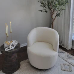 Bella Swivel Barrel Chairs Set Of 2,Modern Soft Touch 28'' Seat Width Boucle Swivel Chairs,Armrest 360° Swivel Nursery Chair-Maison Boucle -Lush Living Store GUEST 49b5d530 6e68 40d4 8bfd 609478860c8e