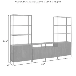 3pc Jacobsen Entertainment Set With Large Etageres Brown Ash - Crosley -Lush Living Store GUEST 4a046335 2beb 4ffb 8f8a 856c4ae80659