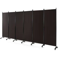 Costway 6-Panel Folding Room Divider 6FT Rolling Privacy Screen With Lockable Wheels Black/Brown/Grey/White -Lush Living Store GUEST 4a33beee bb2e 4b88 8a37 b80ebdffd8d8