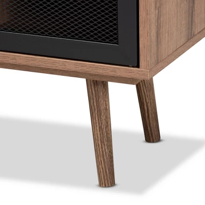 Yuna Natural Wood And Metal 2 Door TV Stand For TVs Up To 40" Brown/Black - Baxton Studio 7 Yuna Natural Wood And Metal 2 Door TV Stand For TVs Up To 40" Brown/Black - Baxton Studio - Image 5