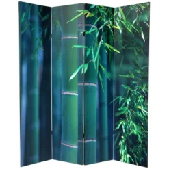 6" Double Sided Bamboo Tree Canvas Room Divider Green - Oriental Furniture -Lush Living Store GUEST 4a6f85df 766e 407e 9aae ba7b54923298