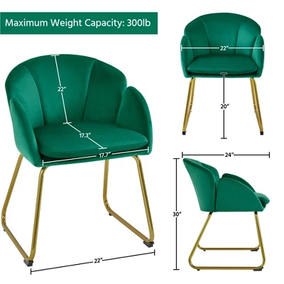 Yaheetech Velvet Armchair Accent Chair With Metal Legs For Living Room/Bedroom 5 Yaheetech Velvet Armchair Accent Chair With Metal Legs For Living Room/Bedroom - Image 3