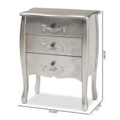 Eliya Brushed Wood 3 Drawer Storage Cabinet Silver - Baxton Studio -Lush Living Store GUEST 4b19b75e 44e9 4a91 9f94 c06599b29ecb