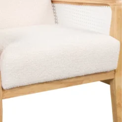 Oris 22.2" Wide Teddy Thick Seat Cushion With Solid Wood Legs Accent Chair With Rattan Mesh Arm Pads-Maison Boucle -Lush Living Store GUEST 4b841aa1 8333 4fc9 9e37 d40453733a3d