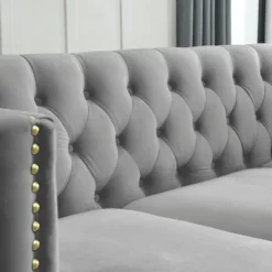 Living Room Modern Velvet Sofa With Button Tufted Square Arms And Metal Legs - ModernLuxe 27 Living Room Modern Velvet Sofa With Button Tufted Square Arms And Metal Legs - ModernLuxe -Lush Living Store GUEST 4b9eae2c 4904 4d6b 9d23 11c4831ac628