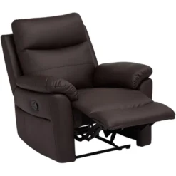 Elm Lane Newport Dark Brown Faux Leather Recliner Chair Modern Armchair Comfortable Push Manual Reclining Footrest For Bedroom Living Room Reading -Lush Living Store GUEST 4be96544 55c9 4c98 95e7 5c9b0e4861c7