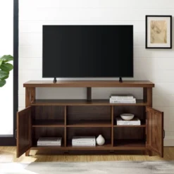 Modern Farmhouse Highboy Double Grooved Door TV Stand For TVs Up To 65" - Saracina Home -Lush Living Store GUEST 4df81245 5886 4acc 89bf fe4a93d4f2a4