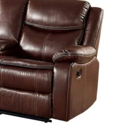 Recliner Loveseat With Leatherette Seating Brown - Benzara -Lush Living Store GUEST 4e26e2ea 2f2e 4e93 be5a 5bc8387b5d0e