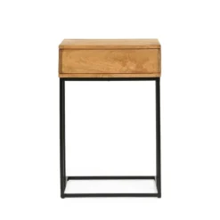 Gaudet Modern Industrial Handmade Mango Wood C Shaped Side Table With Drawer Natural/Black - Christopher Knight Home -Lush Living Store GUEST 4e690897 612d 4b5e bcb2 74f32d704d5c