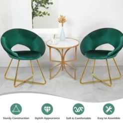 Costway Set Of 2 Accent Velvet Chairs Dining Chairs Arm Chair W/Golden Legs -Lush Living Store GUEST 4e6b265a 3391 4868 a19b 26cb9f9fca5f
