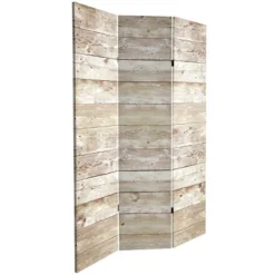 6" Double Sided Pale Wood Pattern Canvas Room Divider Brown - Oriental Furniture -Lush Living Store GUEST 4f6a0624 25b1 40b0 b74d 037d1b8ba78c