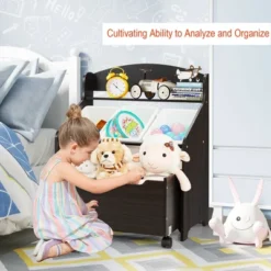 Costway Kids Wooden Toy Storage Unit Organizer W/Rolling Toy Box & Plastic Bins NaturalEspresso -Lush Living Store GUEST 4fc34305 9481 40cd bed5 35dcd736d6c9