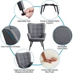 Yaheetech Accent Chair And Ottoman Set Arm Chair With Foot Rest For Living Room Gray -Lush Living Store GUEST 50ad3bc0 6a15 4f33 9651 5193ebd91fd4
