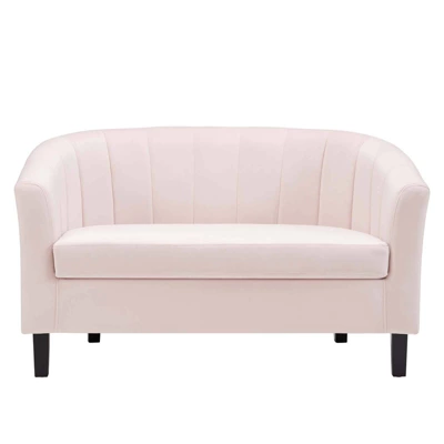 Prospect Channel Tufted Performance Velvet Loveseat Sofa Pink - Modway 6 Prospect Channel Tufted Performance Velvet Loveseat Sofa Pink - Modway - Image 4