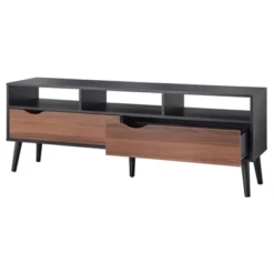 Sundal 2-Drawer TV Stand For TVs Up To 70" With Open Compartments Black/Walnut - Buylateral -Lush Living Store GUEST 5166937c b6de 4ce8 9d49 6c37ed1f82f1