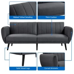 Yaheetech Ergonomic Sofa Bed Foldable Convertible Sleeper Bed Couches Versatile Sofa-Gray -Lush Living Store GUEST 51c098cf 704d 4592 a116 07abfb8744b4