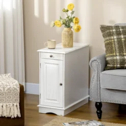 HOMCOM Side Table With Flip Top, Slim End Table With Storage Drawer And Cabinet For Living Room -Lush Living Store GUEST 51c8068b 2469 4026 8f28 3700efe382e2