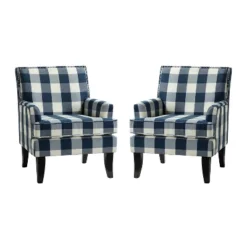 Set Of 2 Sara Upholstered Accent Arm Chair With Nail Head Trim | Karat Home-Stripe Red -Lush Living Store GUEST 525fb58e 954f 48eb b4b4 9fbb5b5d3ac3