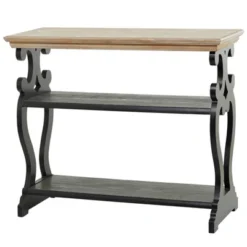 Farmhouse Wood Swirl Console Table Black - Olivia & May