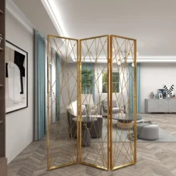 Glam Metal Geometric Room Divider Screen Gold - Olivia & May -Lush Living Store GUEST 531479f8 725f 4ebd a01e 96f6b3169567