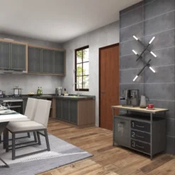 Metal Utility Cabinet With Wood Top Steel Gray - Olivia & May -Lush Living Store GUEST 53efb121 e004 400d 9280 c3709e0c261b