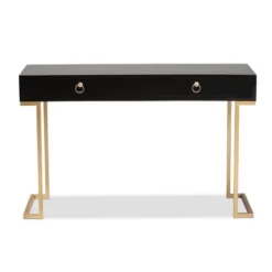 Beagan Wood And Metal 2 Drawer Console Table Black/Gold - Baxton Studio -Lush Living Store GUEST 54132ef8 9ef1 4dfa aa02 0d0ff3b9c549