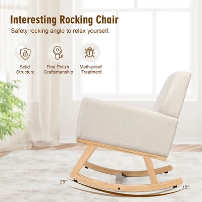 Costway Modern Upholstered Rocking Chair Rocking Armchair For Living Room Bedroom 5 Costway Modern Upholstered Rocking Chair Rocking Armchair For Living Room Bedroom - Image 3