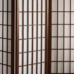 6 Ft. Tall Window Pane Shoji Screen - Walnut (6 Panels)