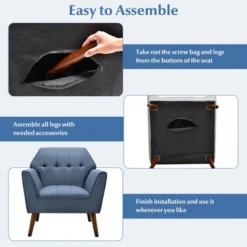 Costway Modern Tufted Fabric Accent Chair Upholstered Armchair With Rubber Wood Legs Blue/Grey 21 Costway Modern Tufted Fabric Accent Chair Upholstered Armchair With Rubber Wood Legs Blue/Grey -Lush Living Store GUEST 54ac72f5 44a1 45fa 9c50 588e82e9a4de