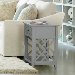 Middlebury Wood End Table With Drawer And Shelf Gray - Alaterre Furniture -Lush Living Store GUEST 54f6f8fb eaa0 49dc 9ad2 7c559b079402