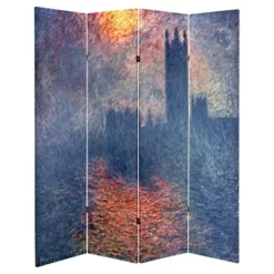 Monet Fine Art Double Sided Room Divider Impression Sunrise And Houses Of Parliament - Oriental Furniture -Lush Living Store GUEST 55129749 9335 495c b887 b38a153b0eae