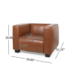 Goyette Contemporary Faux Leather Club Chair Cognac Brown/Dark Walnut - Christopher Knight Home -Lush Living Store GUEST 55d77b12 2971 4f95 84c2 f8d1e9955926