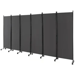Costway 6-Panel Folding Room Divider 6FT Rolling Privacy Screen With Lockable Wheels Black/Brown/Grey/White -Lush Living Store GUEST 56434c13 9fc9 47b9 a2c3 635d25d6db0e