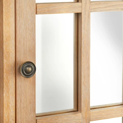 Matteo Rustic Mirrored Door Natural Side Cabinet - Lifestorey 4 Matteo Rustic Mirrored Door Natural Side Cabinet - Lifestorey - Image 2