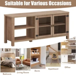 TV Stand Entertainment Center For TV's Up To 65''w/ 2 Metal Mesh Doors Natural -Lush Living Store GUEST 56f5dc95 bf3f 412f aaad f21348e95dd8