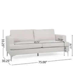 Dallin Contemporary Fabric 3 Seater Sofa Beige/Silver - Christopher Knight Home -Lush Living Store GUEST 57765edc f9ee 43ca b6b7 76b235dbe9e7