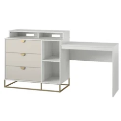 Kelly 4 In 1 Media Dresser White/Taupe - Paris Hilton X The Novogratz -Lush Living Store GUEST 578cf1e9 d3c0 4c7b a1f5 39aecc524c6b