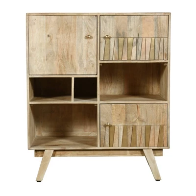 Britt 3 Door Tall Cabinet Natural Brown - Treasure Trove Accents 3 Britt 3 Door Tall Cabinet Natural Brown - Treasure Trove Accents